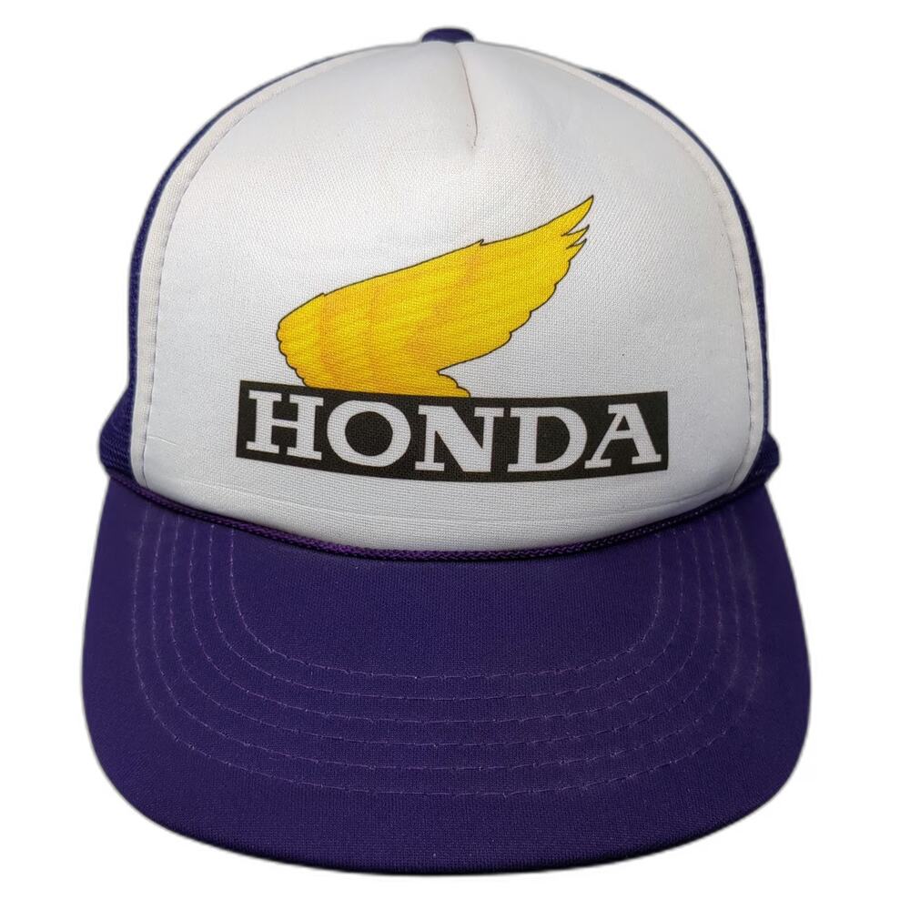 AmaPro Honda Purple White One Size Trucker Hat Mesh Snapback Wing Logo Rope